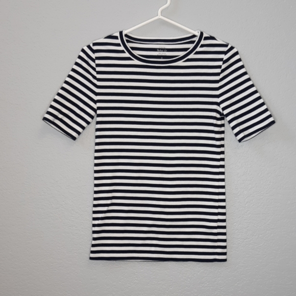 J. Crew Tops - J. Crew Blue & White Striped Perfect Fit Tee